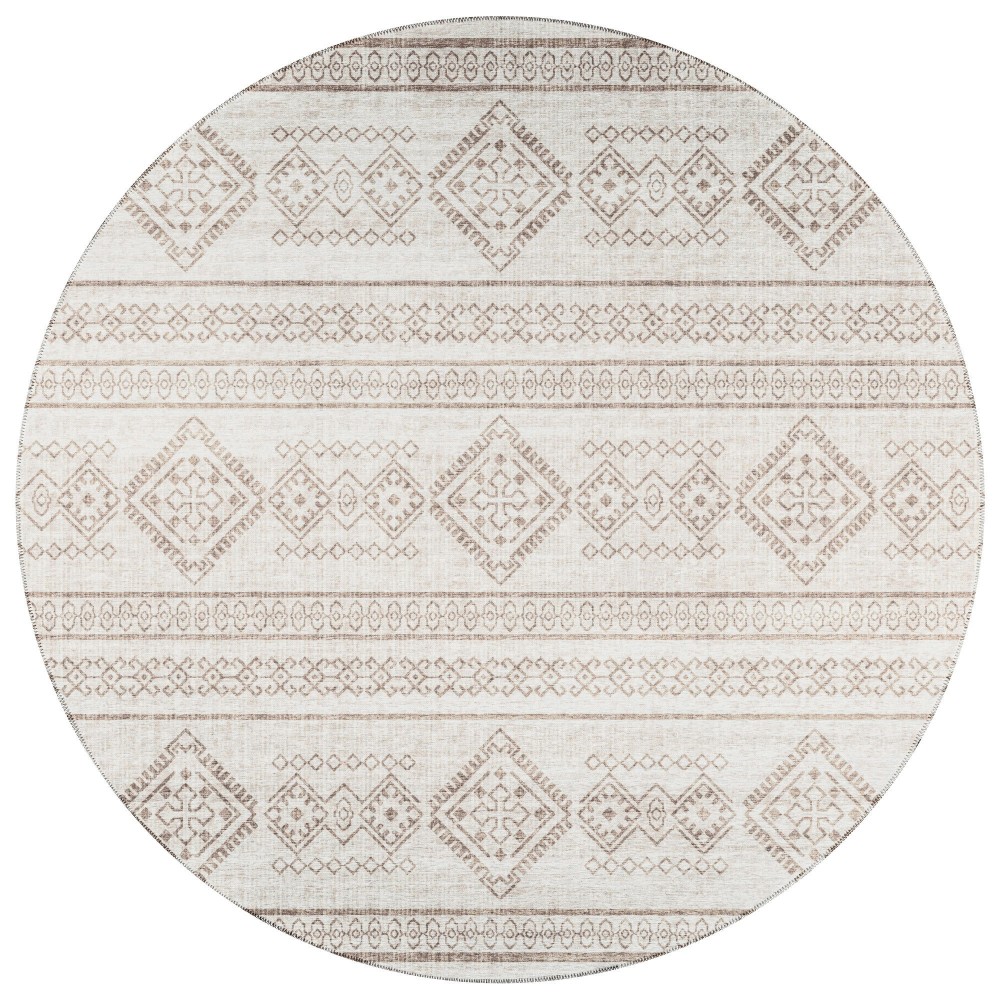 Indoor/Outdoor Sedona SN14 Putty Washable 8' x 8' Round Rug