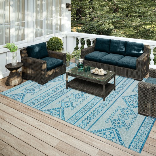 Indoor/Outdoor Sedona SN14 Sky Washable 10' x 14' Rug