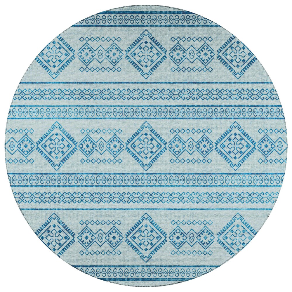 Indoor/Outdoor Sedona SN14 Sky Washable 10' x 10' Round Rug