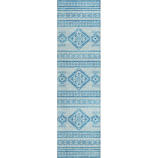 Indoor/Outdoor Sedona SN14 Sky Washable 2'3" x 7'6" Runner Rug