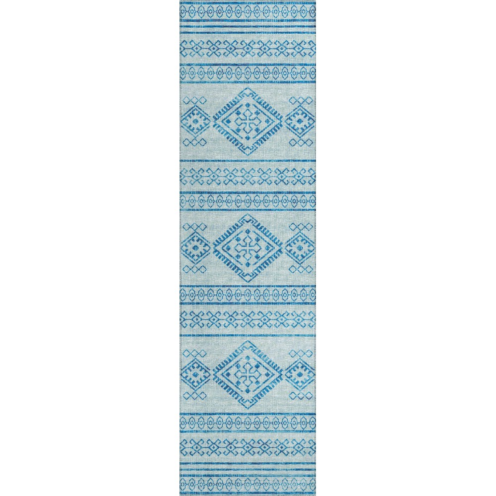 Indoor/Outdoor Sedona SN14 Sky Washable 2'3" x 12' Runner Rug