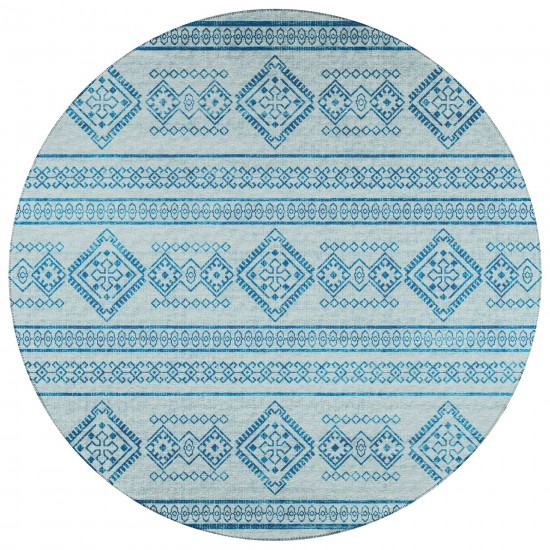 Indoor/Outdoor Sedona SN14 Sky Washable 4' x 4' Round Rug