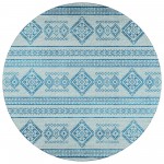 Indoor/Outdoor Sedona SN14 Sky Washable 8' x 8' Round Rug