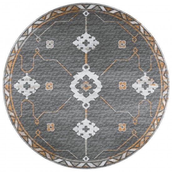 Indoor/Outdoor Sedona SN16 Charcoal Washable 10' x 10' Round Rug