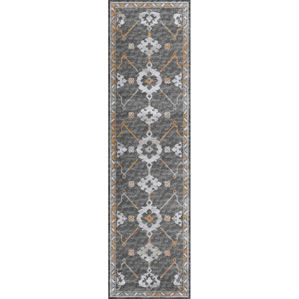 Indoor/Outdoor Sedona SN16 Charcoal Washable 2'3" x 12' Runner Rug