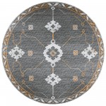 Indoor/Outdoor Sedona SN16 Charcoal Washable 4\' x 4\' Round Rug