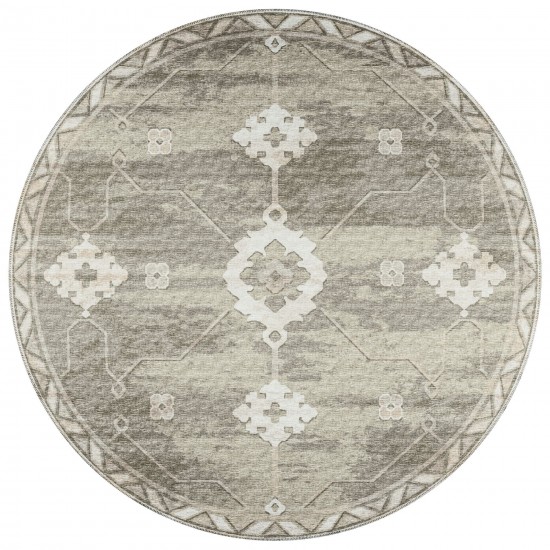 Indoor/Outdoor Sedona SN16 Khaki Washable 4' x 4' Round Rug