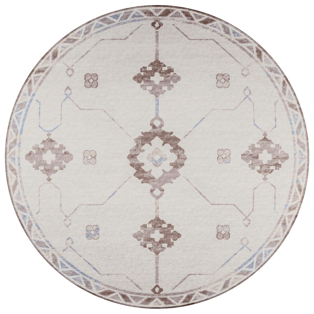 Indoor/Outdoor Sedona SN16 Parchment Washable 4' x 4' Round Rug