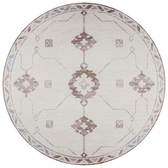 Indoor/Outdoor Sedona SN16 Parchment Washable 6' x 6' Round Rug