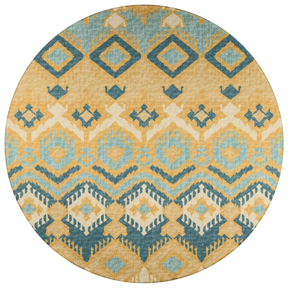 Indoor/Outdoor Sedona SN2 Marigold Washable 10' x 10' Round Rug