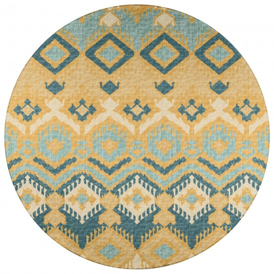 Indoor/Outdoor Sedona SN2 Marigold Washable 4' x 4' Round Rug