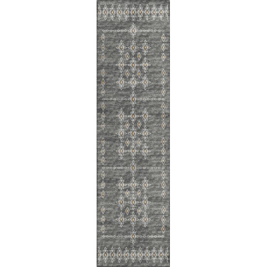 Indoor/Outdoor Sedona SN3 Charcoal Washable 2'3" x 7'6" Runner Rug