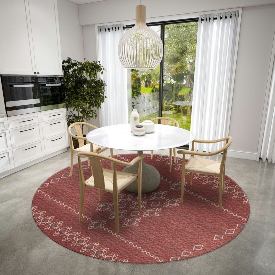 Indoor/Outdoor Sedona SN3 Paprika Washable 10' x 10' Round Rug