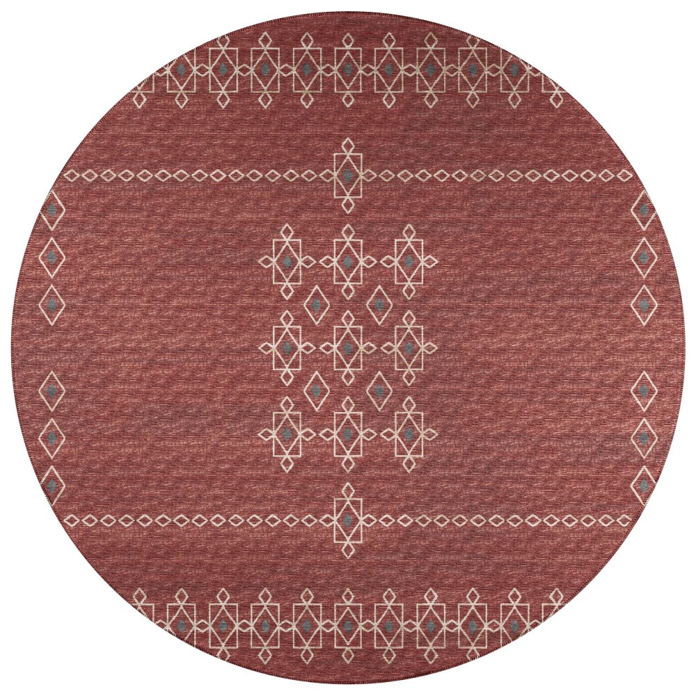 Indoor/Outdoor Sedona SN3 Paprika Washable 4' x 4' Round Rug