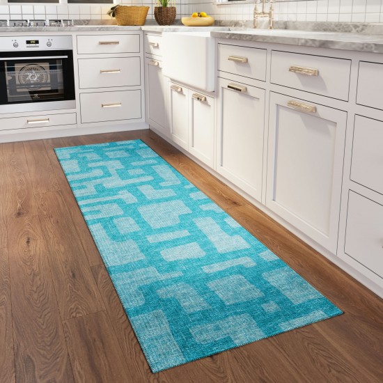 Indoor/Outdoor Sedona SN4 Robins Egg Washable 2'3" x 10' Runner Rug