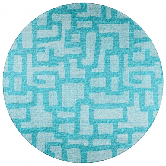 Indoor/Outdoor Sedona SN4 Robins Egg Washable 4' x 4' Round Rug