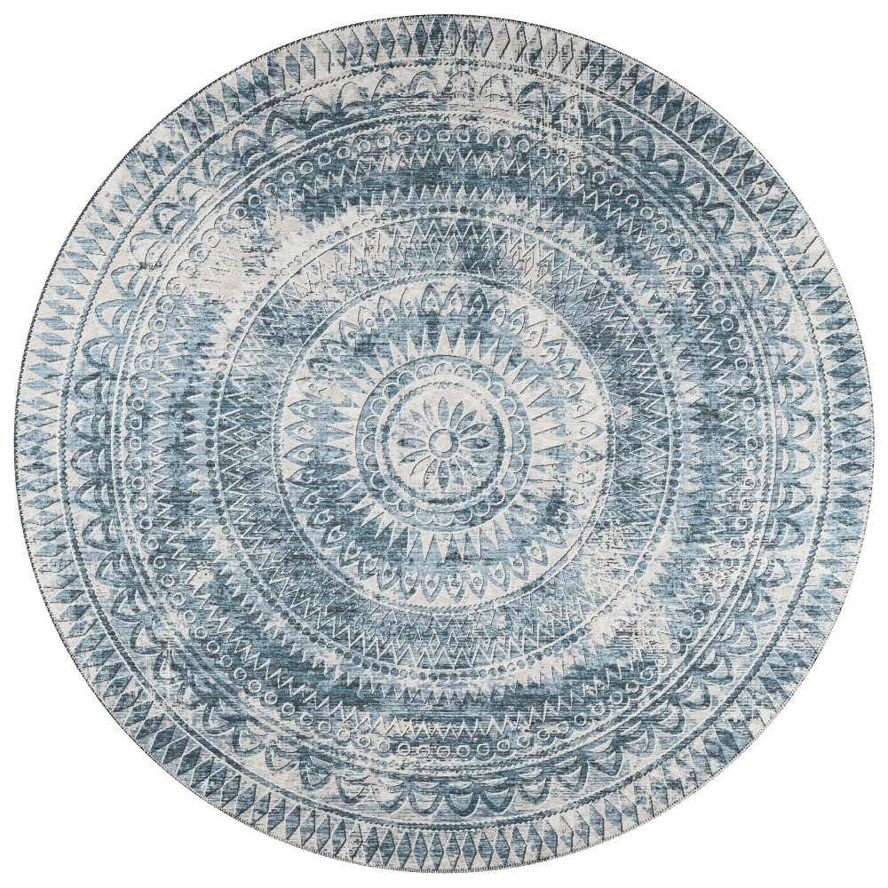 Indoor/Outdoor Sedona SN7 Indigo Washable 10' x 10' Round Rug