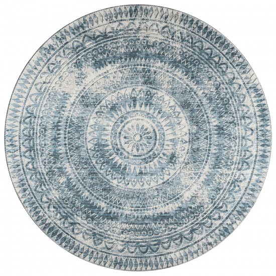 Indoor/Outdoor Sedona SN7 Indigo Washable 8' x 8' Round Rug