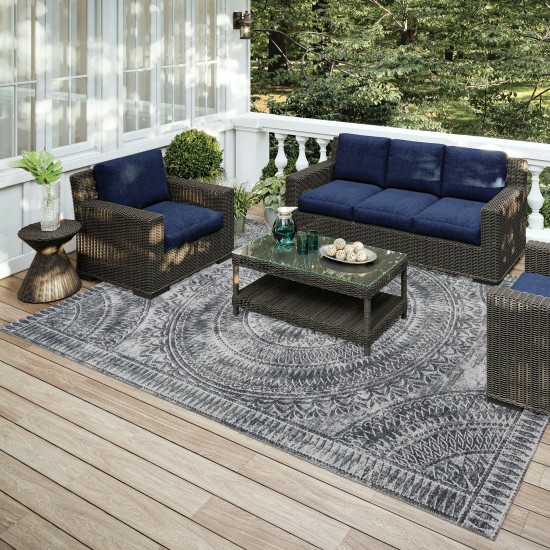 Indoor/Outdoor Sedona SN7 Pewter Washable 10' x 14' Rug