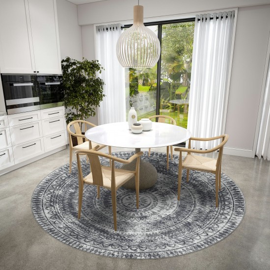 Indoor/Outdoor Sedona SN7 Pewter Washable 10' x 10' Round Rug