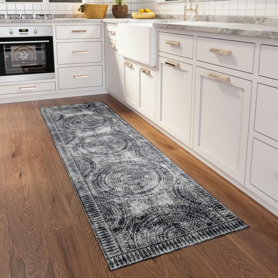 Indoor/Outdoor Sedona SN7 Pewter Washable 2'3" x 7'6" Runner Rug