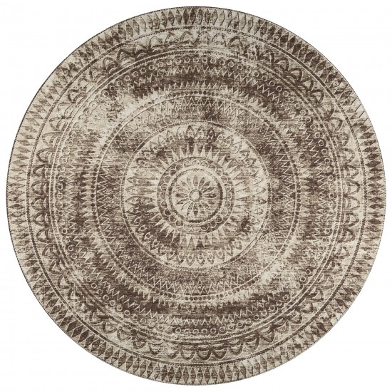 Indoor/Outdoor Sedona SN7 Taupe Washable 6' x 6' Round Rug