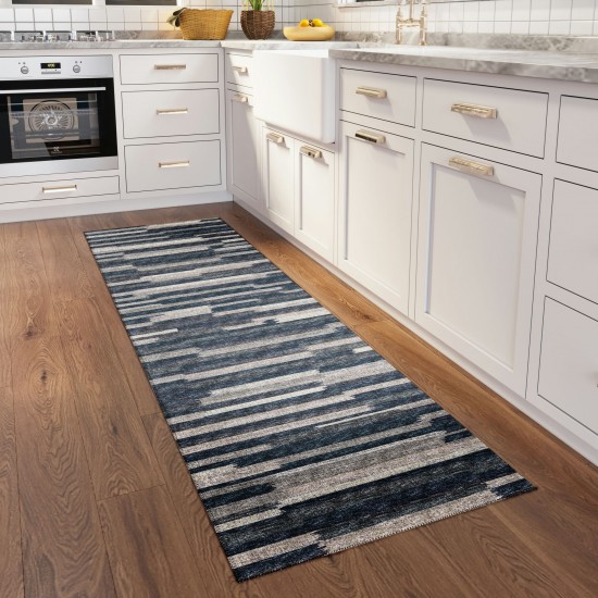 Indoor/Outdoor Sedona SN8 Slate Washable 2'3" x 12' Runner Rug