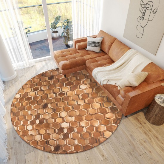 Indoor/Outdoor Stetson SS1 Bison Washable 4' x 4' Round Rug