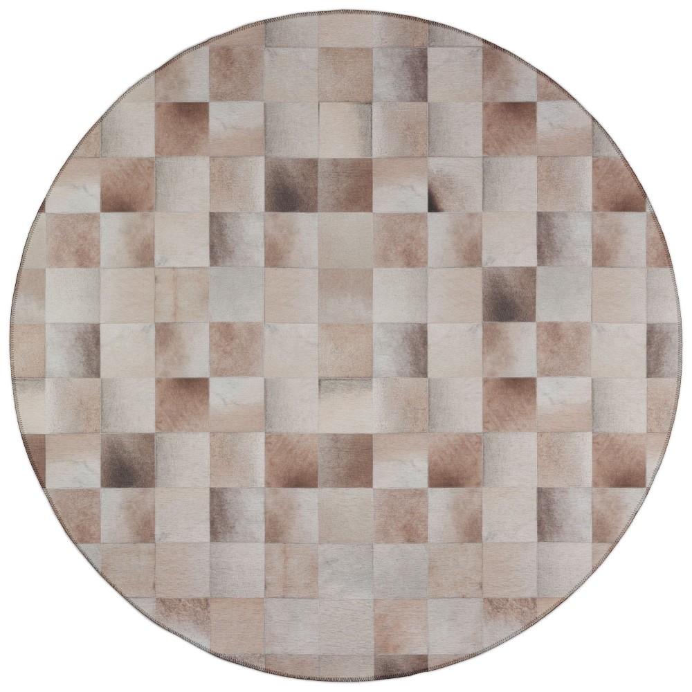 Indoor/Outdoor Stetson SS10 Khaki Washable 4' x 4' Round Rug