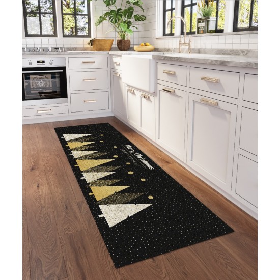 Indoor/Outdoor Wonderland WN11 Black Washable 2'3" x 7'6" Runner Rug