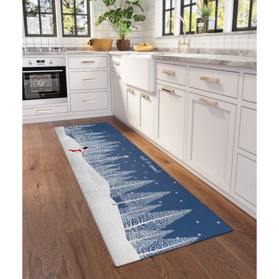 Indoor/Outdoor Wonderland WN12 Navy Washable 2'3" x 7'6" Runner Rug