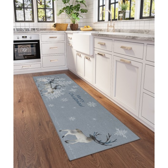 Indoor/Outdoor Wonderland WN2 Grey Washable 2'3" x 7'6" Runner Rug