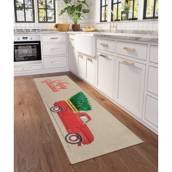 Indoor/Outdoor Wonderland WN4 Putty Washable 2'3" x 7'6" Runner Rug