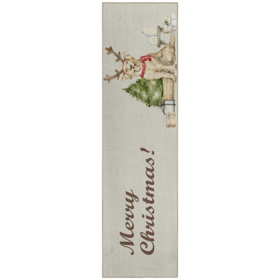 Indoor/Outdoor Wonderland WN8 Beige Washable 2'3" x 7'6" Runner Rug