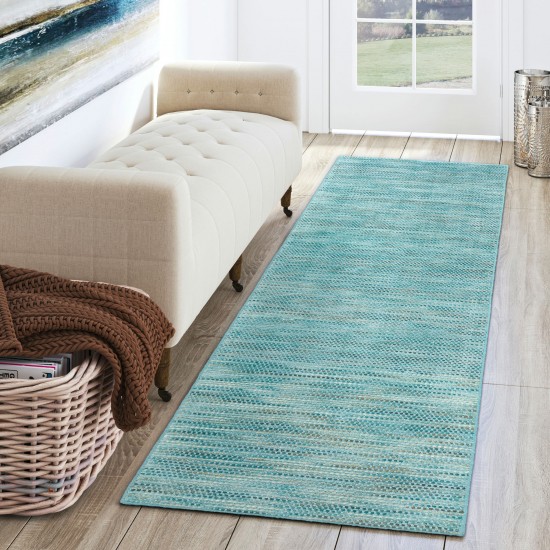 Zion ZN1 Teal 2'3" x 7'6" Runner Rug