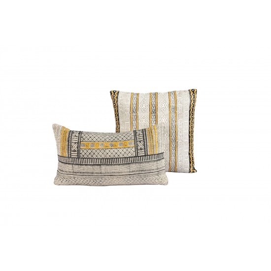 Cushion Cotton ROSHNI w/ Yellow Embroidery 14x25"