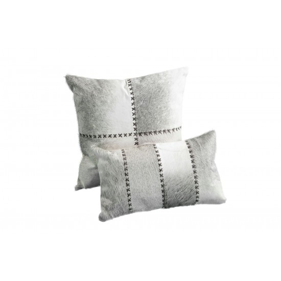 Cushion Cowhide GISELLE 12x20" Grey