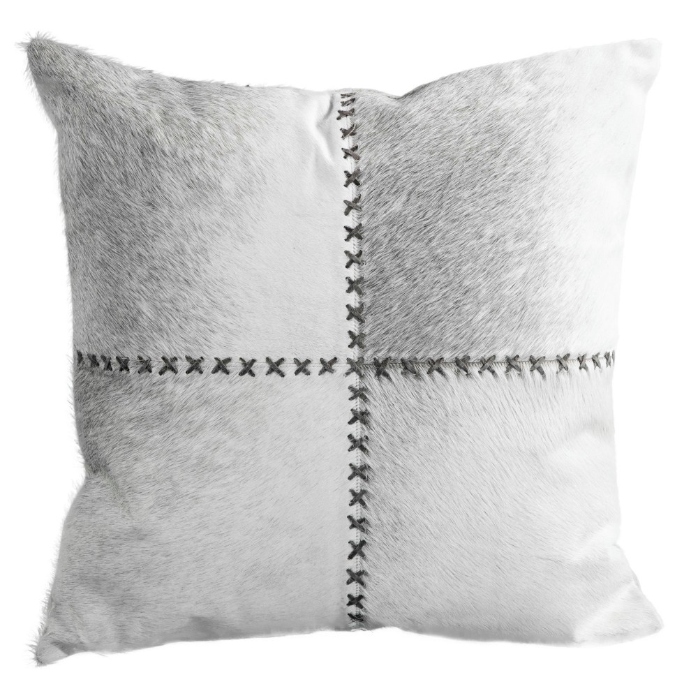 Cushion Cowhide GISELLE 20" Grey