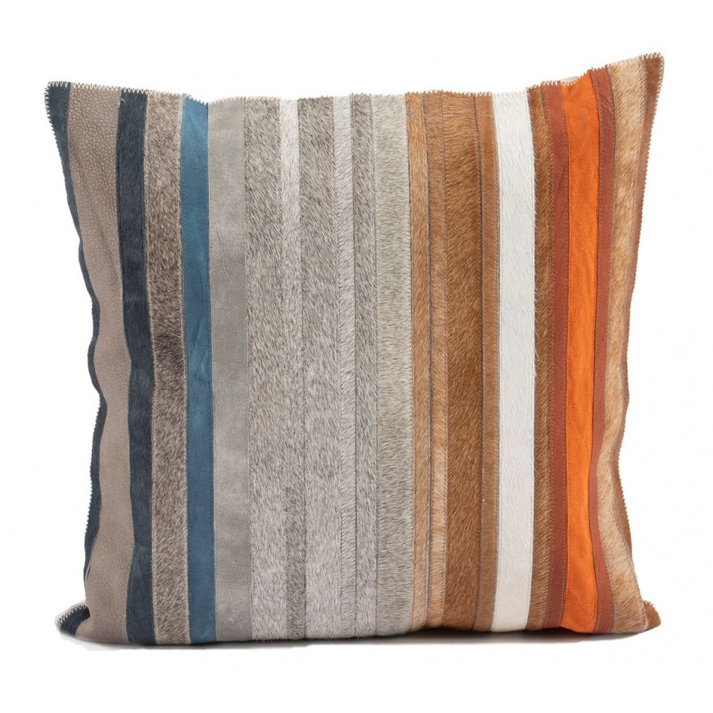 Cushion Cowhide Multi Stripe 20"