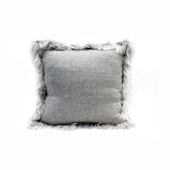 Cushion Alpaca 18" Trimmed Alpaca Fabric Glacier