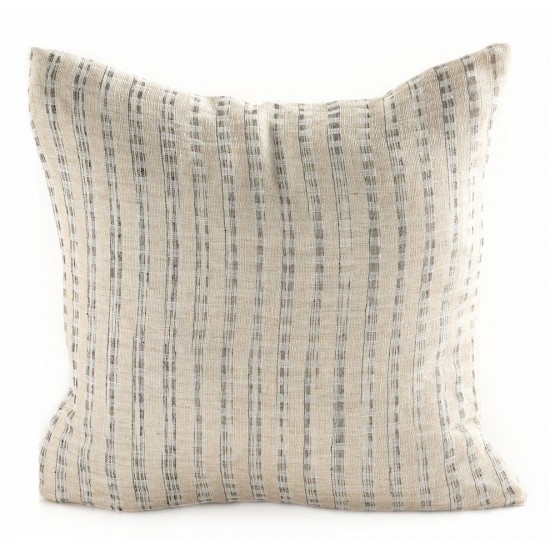 Cushion Linen/Silk PALM Square 20" Black Cream