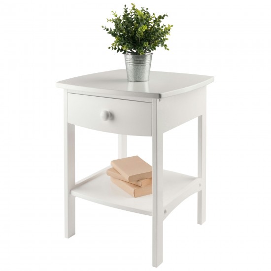 Claire Curved Accent Table, Nightstand, White
