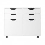 Halifax Wide 2-Door Storage Cabinet, 4-Drawer, White