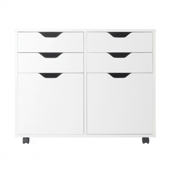 Halifax Wide 2-Door Storage Cabinet, 4-Drawer, White