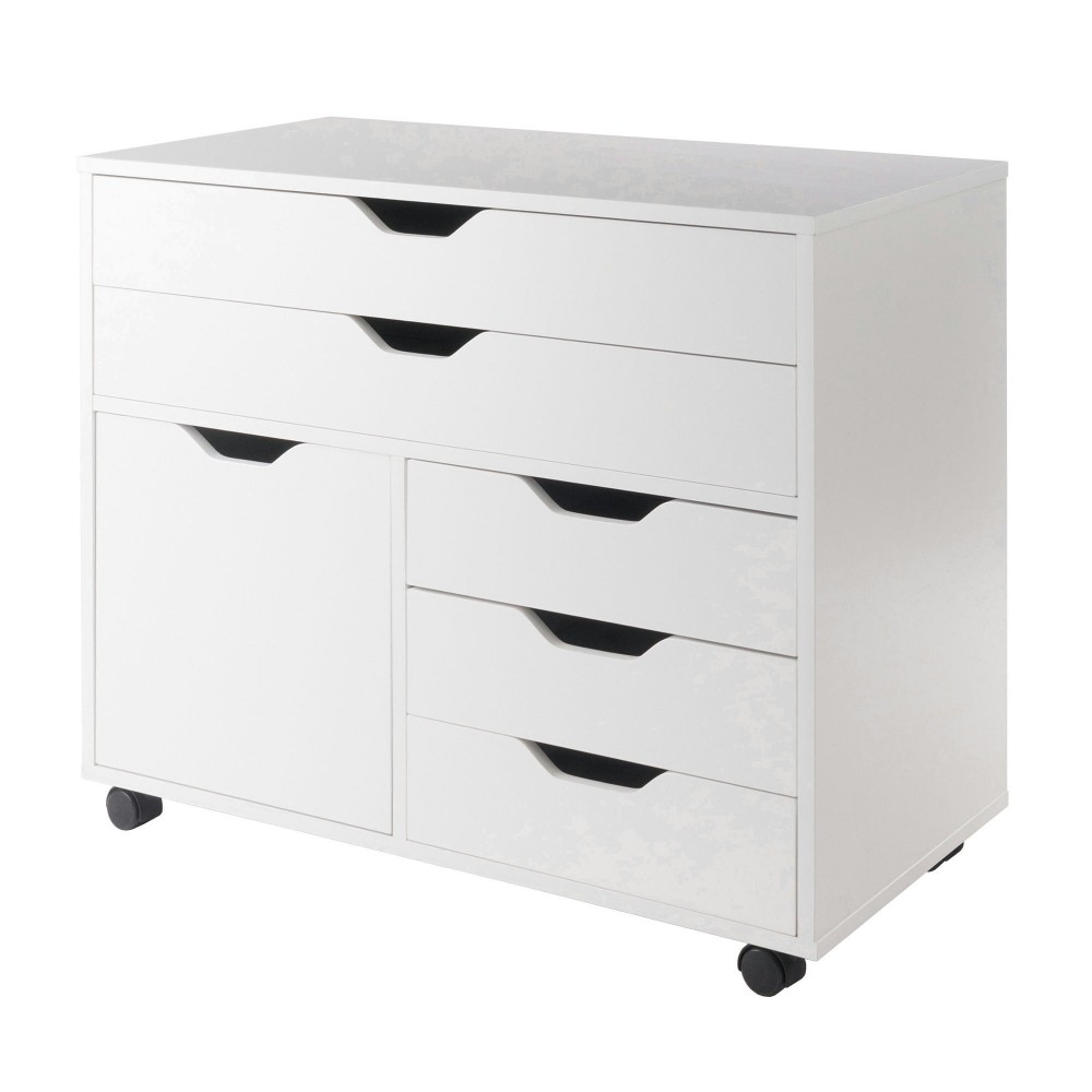 Halifax Wide Storage Cabinet, 3-Small and 2-Wide Drawers, White