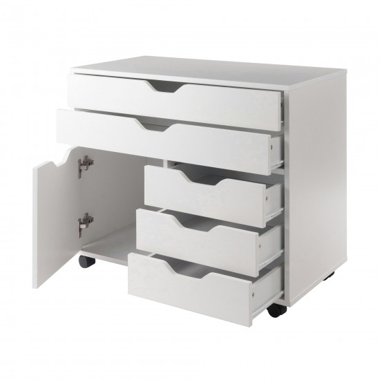 Halifax Wide Storage Cabinet, 3-Small and 2-Wide Drawers, White