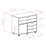 Halifax Wide Storage Cabinet, 3-Small and 2-Wide Drawers, White