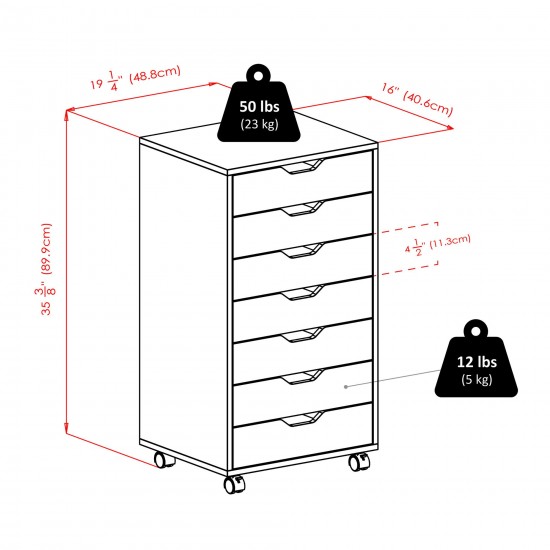 Halifax 7-Drawer Cabinet, White