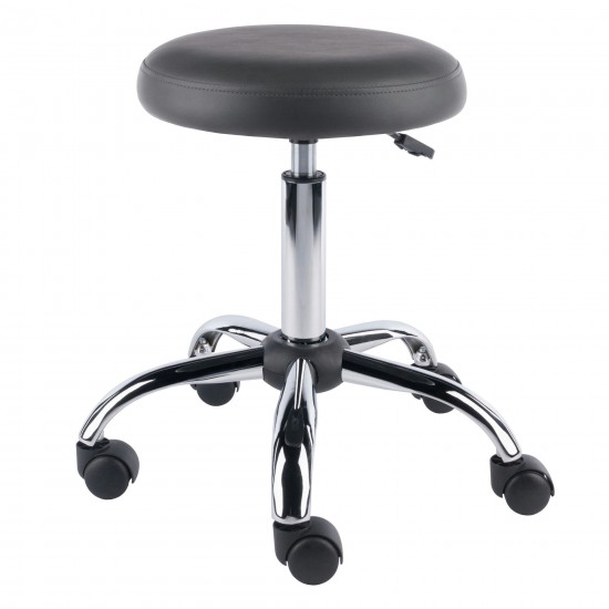 Clyde Adjustable Cushion Seat Swivel Stool, Charcoal and Chrome