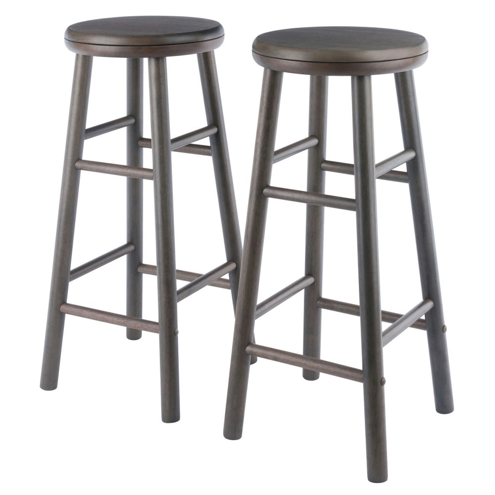 Shelby 2-Pc Swivel Seat Bar Stool Set, Oyster Gray